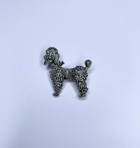 Vintage Enamel Poodle Brooch Dog Pin Gray Grey Jewelry - Picture 1 of 4