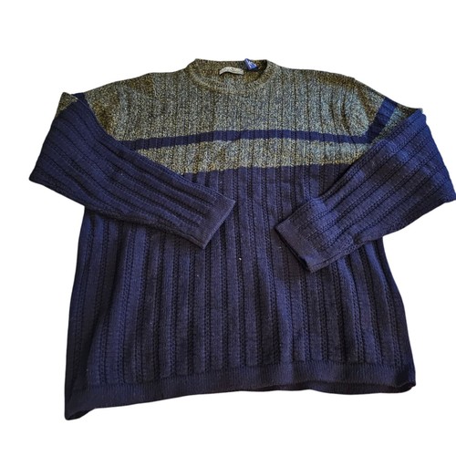 Vintage 90s / Y2K Structure 100% Lambs Wool Striped Sweater Size M grunge prep - Picture 1 of 4