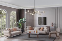 Luxus Modern Wohnzimmer Set 4Tlg. 4+3 Sitzer Sessel Und Couchtisch Neu