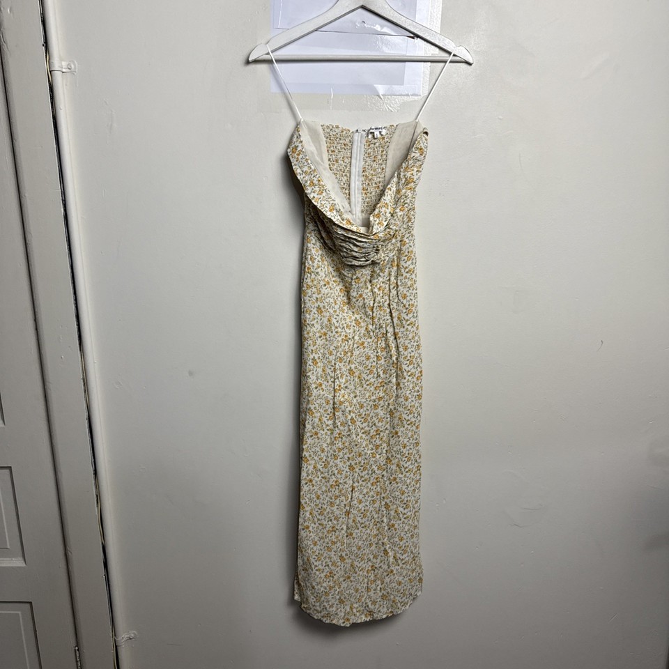 Reformation Floral Strapless Viscose Dress Size AUS 8