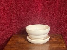Vintage McCoy Gloss White Succulent Planter - Small 4" Scalloped Round Bowl - US