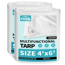 4x6 White Tarp Waterproof (2 Pack) Small tarps Multipurpose Protective Cover