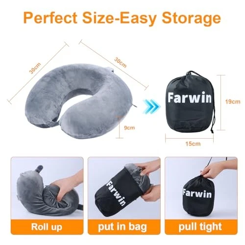Ultra-Light Grey Memory Foam U-Shaped Travel Neck Pillow