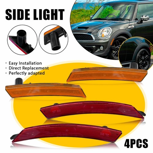 4X Side Marker Light Housing Front Amber Rear Red For Mini R55 R56 R57 R60 R61 E - Picture 13 of 21