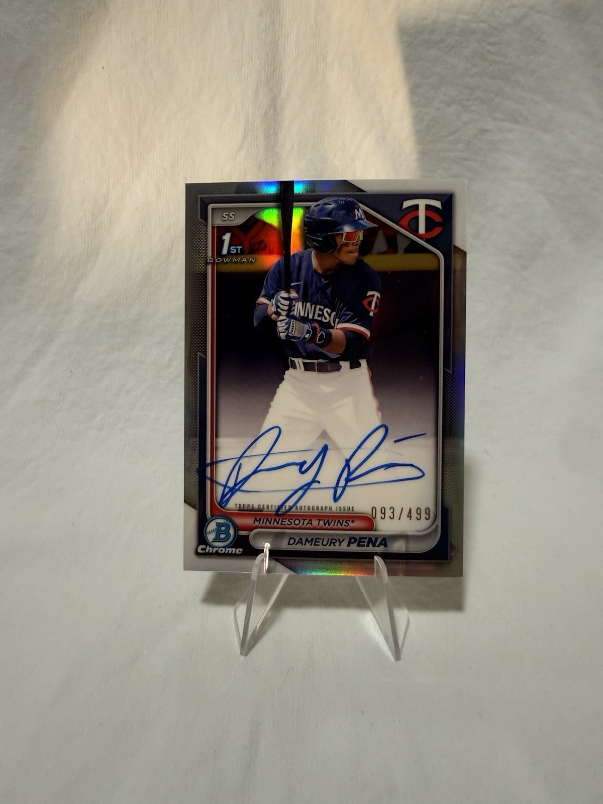 2024 Bowman Chrome Dameury Pena 1st Refractor Auto /499 Minnesota Twins #CPA-DPE