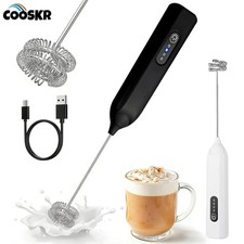 Electric Handheld Milk Frother Whisk Drink Mixer Coffee Stirrer USB Rechargeable