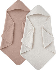 Hooded Baby Towels for Newborn 2 Pack 100 Muslin Cotton Towel for Babies  Highly