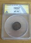 1909 S Lincoln Wheat Cent Key Date ANACS VF20