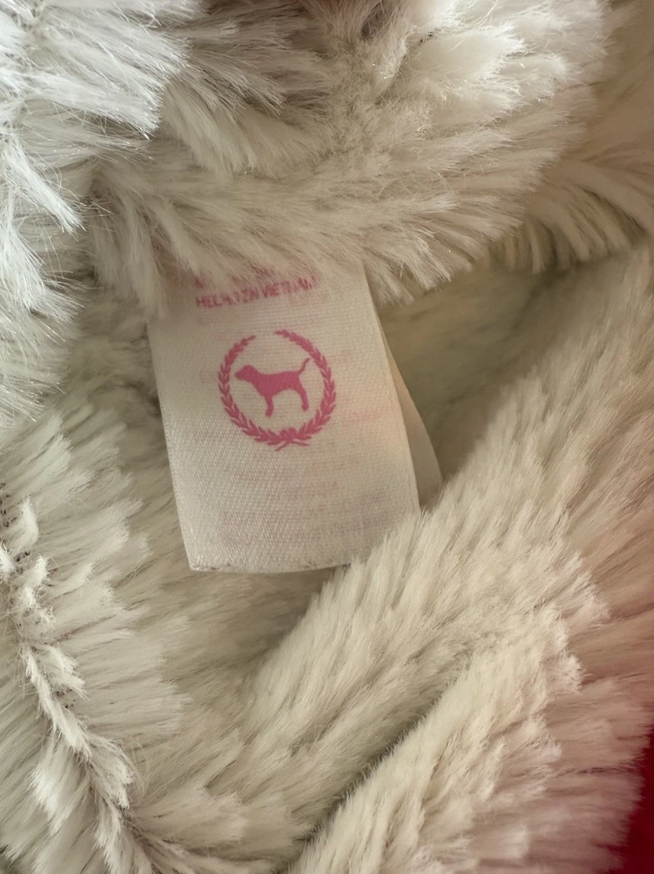 UNDERCOVER Felpa con cappuccio e zip intera Victoria's Secret ROSA vintage Y2K edizione limitata pelliccia sintetica L