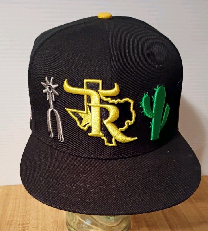 Texas Ranch Baseball Cap Hat 2017 Spurs and Catus Black + Yellow Pre Owned