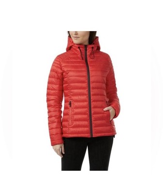 New PAJAR Red Quilted Goose Down Puffer Jacket Size Small Petite Zip Up Hooded