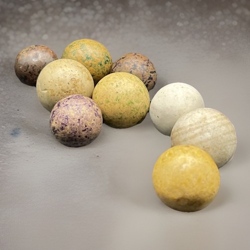 Lote De Colección De 9 Canicas Antiguas De Arcilla Y Piedra - Tamaños Mixtos Principios De 1900 - Imagen 2 de 6