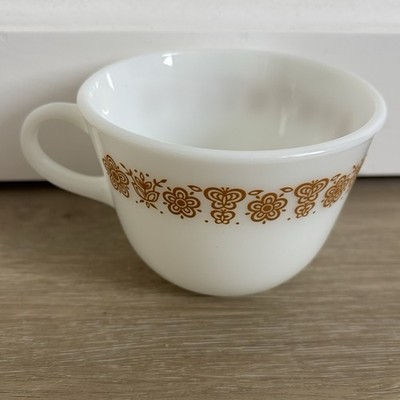 Vintage Corning Corell Butterfly Gold Milk Glass Coffee Cup Tea Mug Retro 70s Ea
