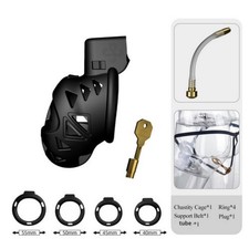 Male Lightweight Chastity Cage Chastity Device Belt Plug Ball with 4 Rings