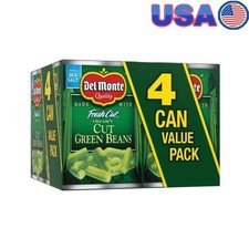 Fresh Cut Green Beans Non-GMO Canned Vegetables Pack of 4 Delicious Side Dish US