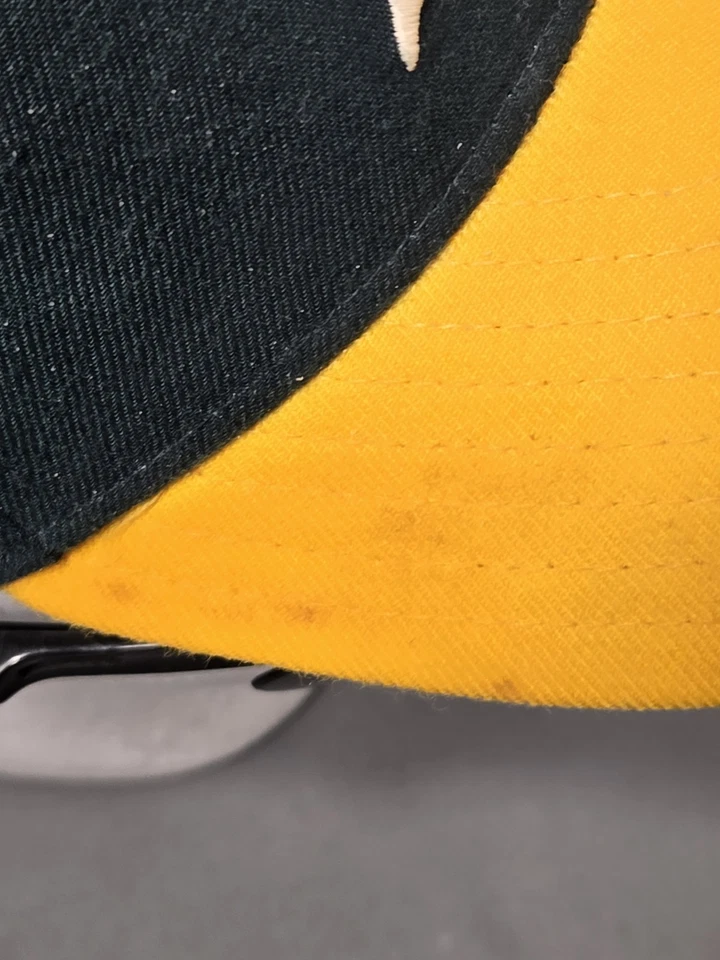 Chapéu Oakland A's vintage NewEra médio grande ajustável encaixe verde/amarelo feito nos EUA - Imagem 3 de 4