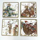 Williams Sonoma Twas Night Before Christmas Coasters Cork SET of 4 Square BOX