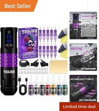 Expertly Crafted Purple Wireless Tattoo Pen Kit for Beginners - 1500mAh Battery
