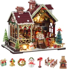 Christmas Miniature Dollhouse Kit, DIY Miniature House Kits for Adults, Mini Mod