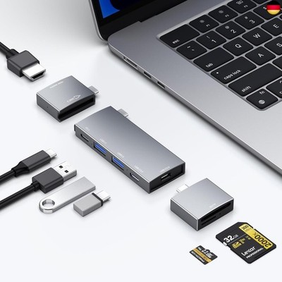USB Hub for MacBook, USB-C Hub 7-in-2, for Thunderbolt 4 Port, 4K 60Hz HDMI, 2