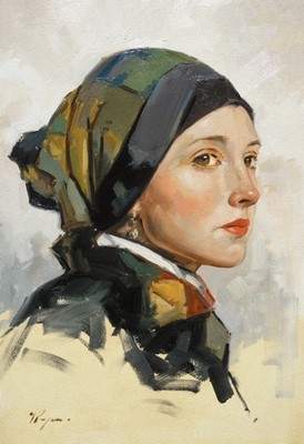 Original Kunst - Ölgemälde - Portrait einer jungen Frau des britischen Künstlers J Payne