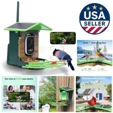 Smart Bird Feeder With Camera Solar Powered Solar Roof & Water Bowl, AI Alerts