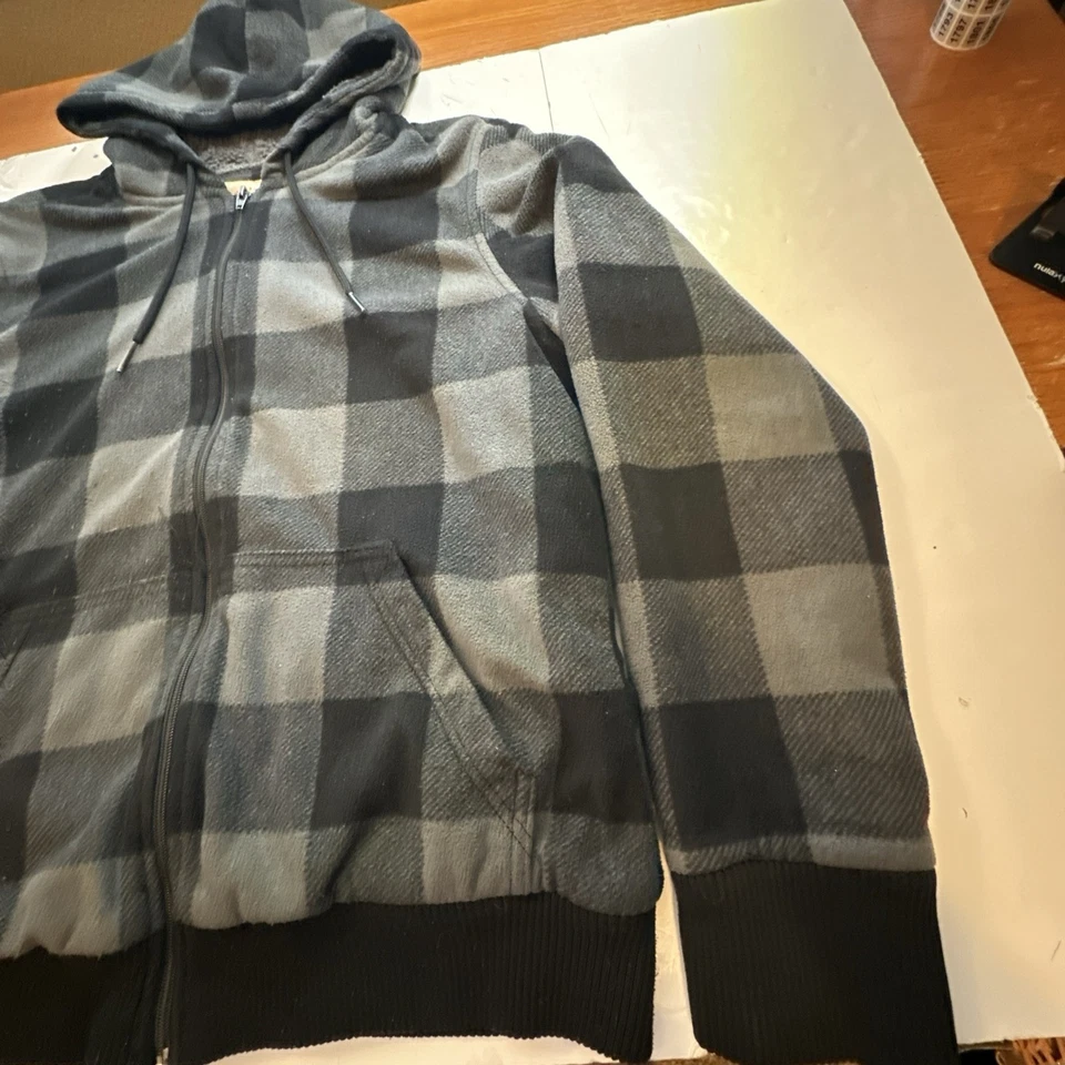 Mossimo Supply Co Sherpa Chaqueta con Capucha con Cremallera Forrada de Vellón Gris Negro Talla-M #781 Foto 3 de 4