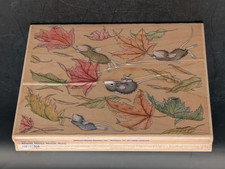House Mouse "Fall Commuters" 2003 Wood Stamp Stampabilities 5.5x4.25" HMTR1004