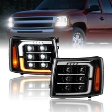 Full Led Drl Bar Projector Clear Corner Headlights For 2007-2014 Chevy Silverado
