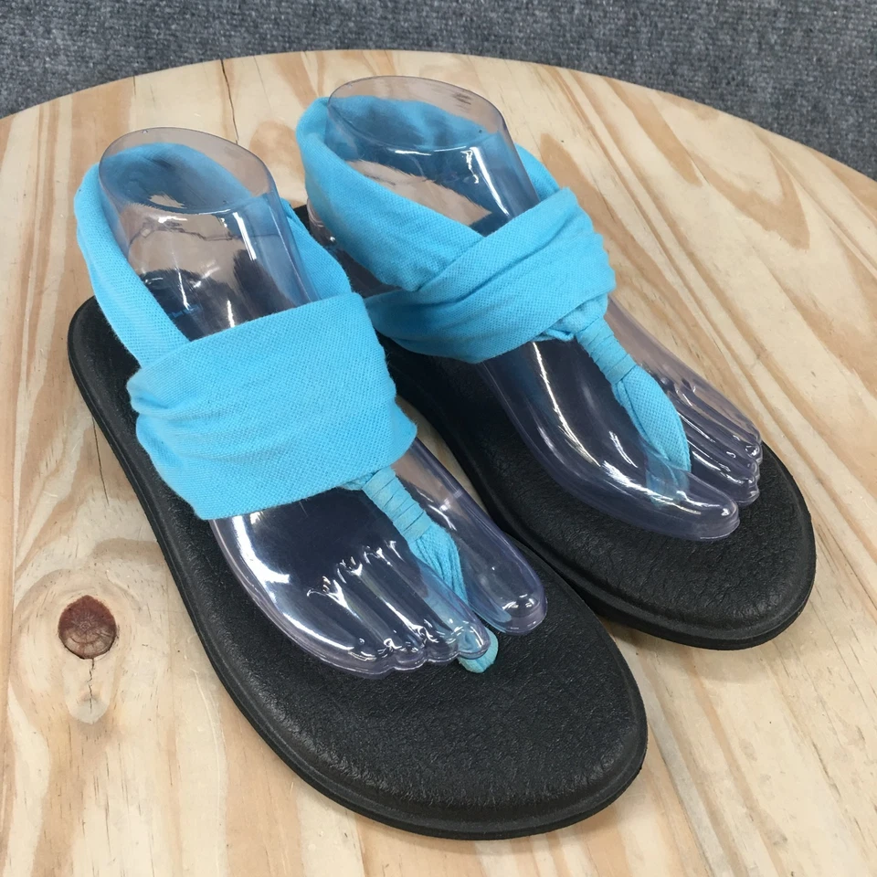 Sanuk Sandals Womens 10 Yoga Sling 2 Slingback Flip Flops Flats SWS10001 Blue - Image 3 of 4