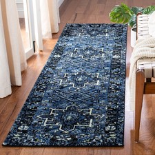 Vintage Hamadan Collection Runner Rug - 2'3" x 12', Blue & Grey, Traditional ...