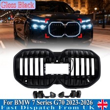 For BMW 7 Series G70 2023-2026 LED Light Front Bumper Grill Grille Gloss Black
