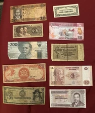 10 Banknotes DIFFERENT COUNTRIES Circulated Currency Foreign World Paper Money