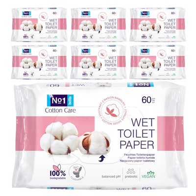 bella No.1 feuchtes Toilettenpapier Cotton Care 60 Stück im 7er Pack