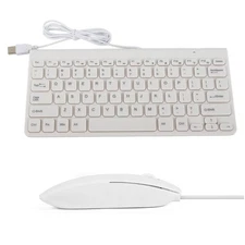 Ultra-Thin Wired USB Keyboard & Mouse Set with Number Pad, White