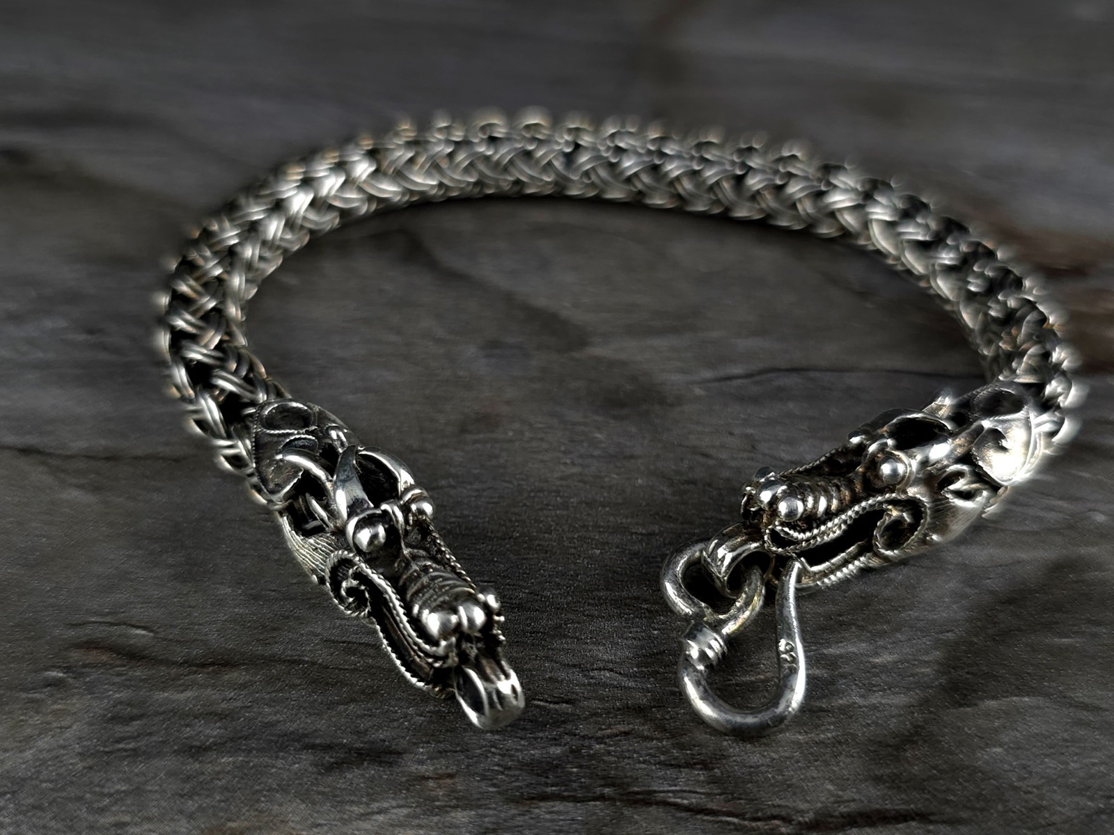 Silver Sterling Dragon Head 3D Solid Bracelet - S… - image 5