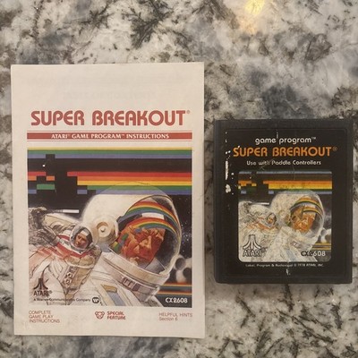 Super Breakout, 1978 Atari 2600 Vintage Video Game w/ manual CX2608 
