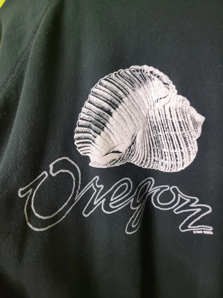 Sudadera Vintage Cuello Redondo Oregon Estampado Puff Pullover Hanes 50/50 Seashell Foto 2 de 4