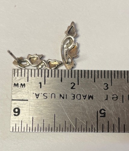 Black Hills Gold 12K Leaves & Sterling Earrings 5/8” Long Gold Leaf Vine - 第 5/7 張圖片