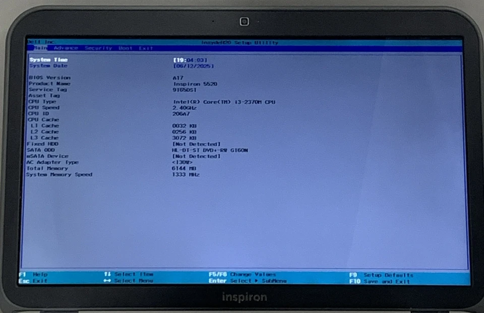 Dell Inspiron 5520 Intel Core i3-2370M 2,40 GHz 6 GB RAM 15,6" sin disco duro sin sistema operativo Foto 4 de 4