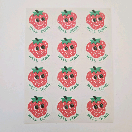 Hoja de pegatinas vintage CTP 1977 para rascar y oler FRESA + certificados de premio - Imagen 2 de 9