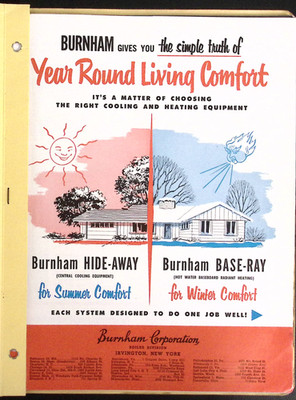 1955 Burnham Corp Heating & Cooling Radiant Heaters Boilers Furnaces Catalog