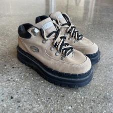 Vtg Skechers Jammers 2632 Shoes Womens 7.5 Tan Leather Y2k Chunky Platform