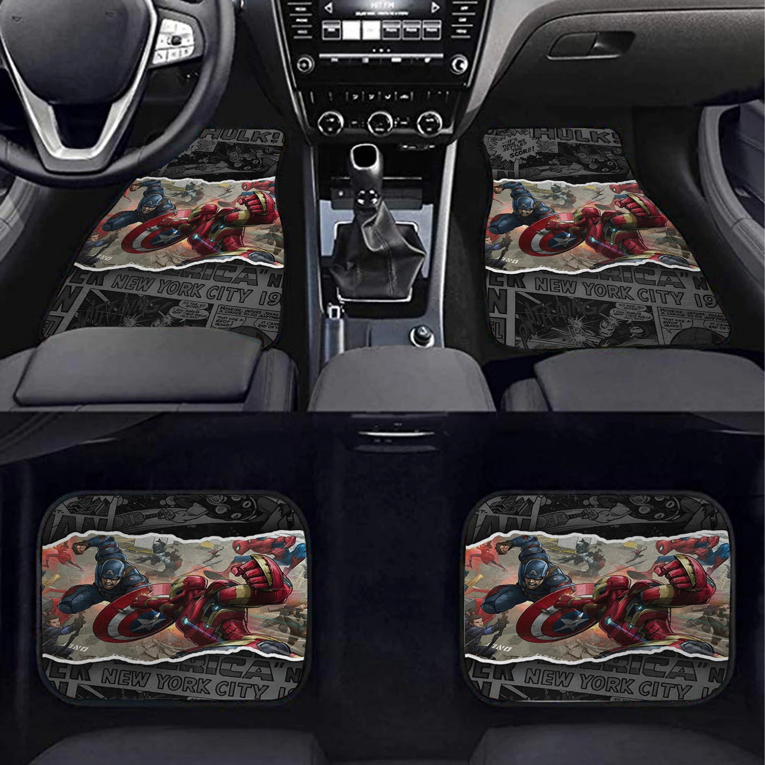 Captain America Iron Man Car Floor Mats, Marvel Auto Accessories, Superhero Gift