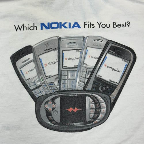 Vintage Nokia Shirt Mens Large White Cingular N-Gage Cellphone Promo USA Y2K - Picture 2 of 14