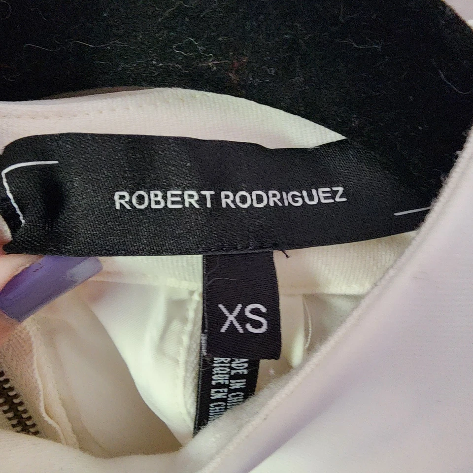 Blusa Robert Rodriguez Blanca Cuello Alto Gasa Sujetador Halter Incorporado XS Foto 3 de 4