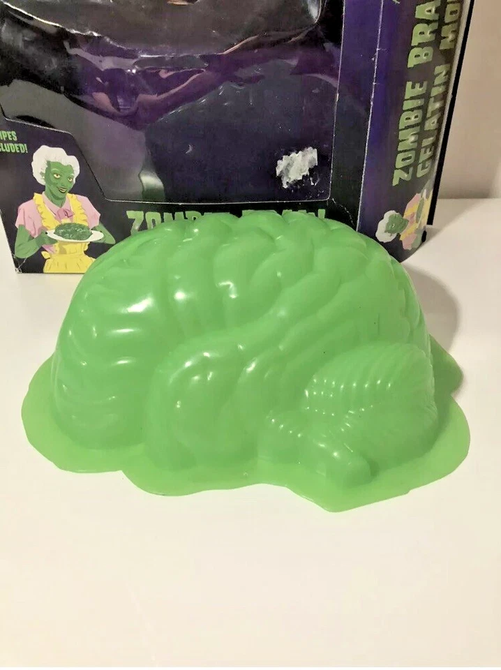 僵尸脑果冻模具万圣节明胶制造商绿色食谱盒霓虹绿 — 第 2/4 张图片