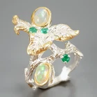 Handmade Natural Opal Ring 925 Sterling Silver Size 7 /R440589