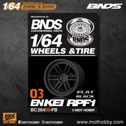 Mot Hobby BNDS . ABS Plastic 1/64 Wheel and Tire Sets - GUN METAL - Select Optio - Picture 11 of 34