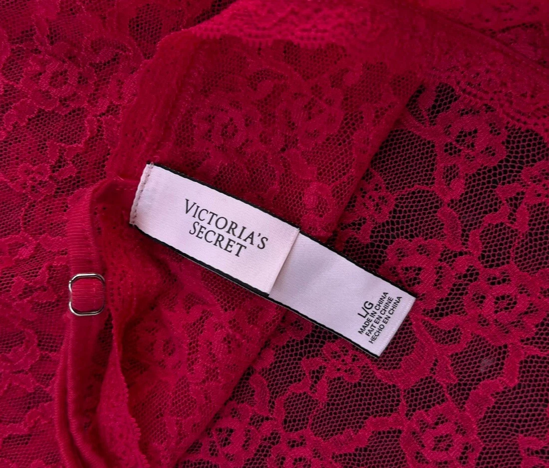 UNDERCOVER Abito slip in pizzo elasticizzato rosa collo alto Victoria's Secret L lingerie leggermente indossato